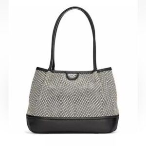 Brighton Pretty Tough Cala Tote Herringbone Fabric & Leather Shoulder Bag